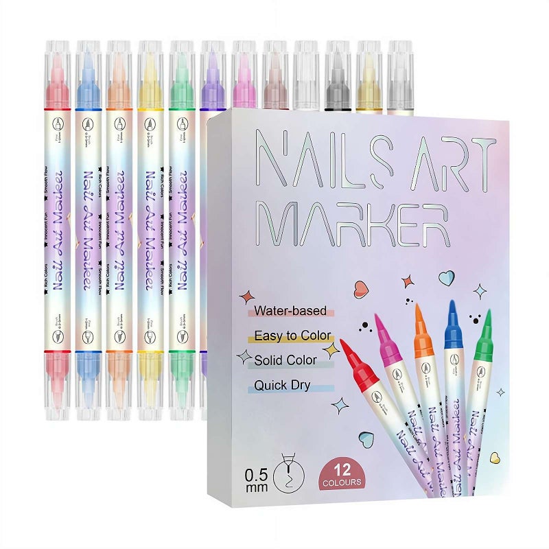 2026 New Nail Art Pens Set 12 Colors, Quick Dry Nail Art Markers for DIY Drawing, Christmas New Year Salon Home Decoration, Nails Polish Pens for Adult Kids Beginners - Image 1